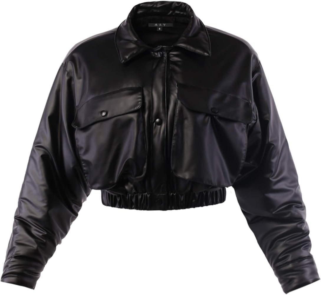 Women's Cropped Front Two Pocket Snap Quilted Padding Bomber Jacket | Amazon (US)