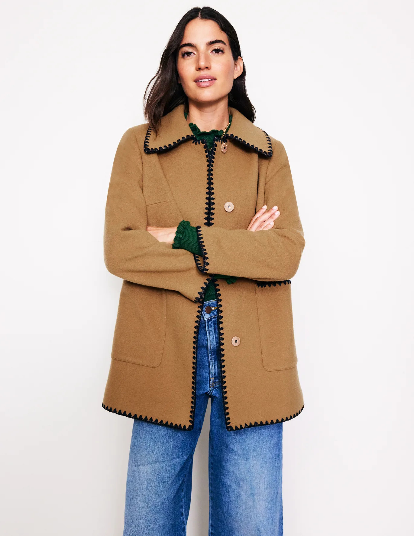 Blanket Stitch Car Coat | Boden UK