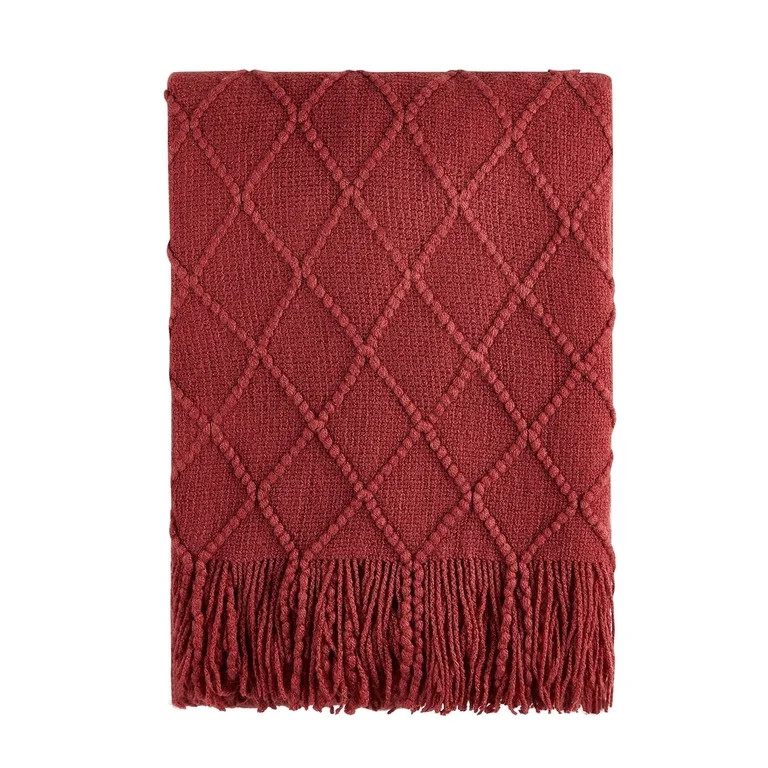 Bourina Rhombus Cherry Red Throw Blanket for Couch, Suitable for Adult, Soft and Lightweight, 50"... | Walmart (US)