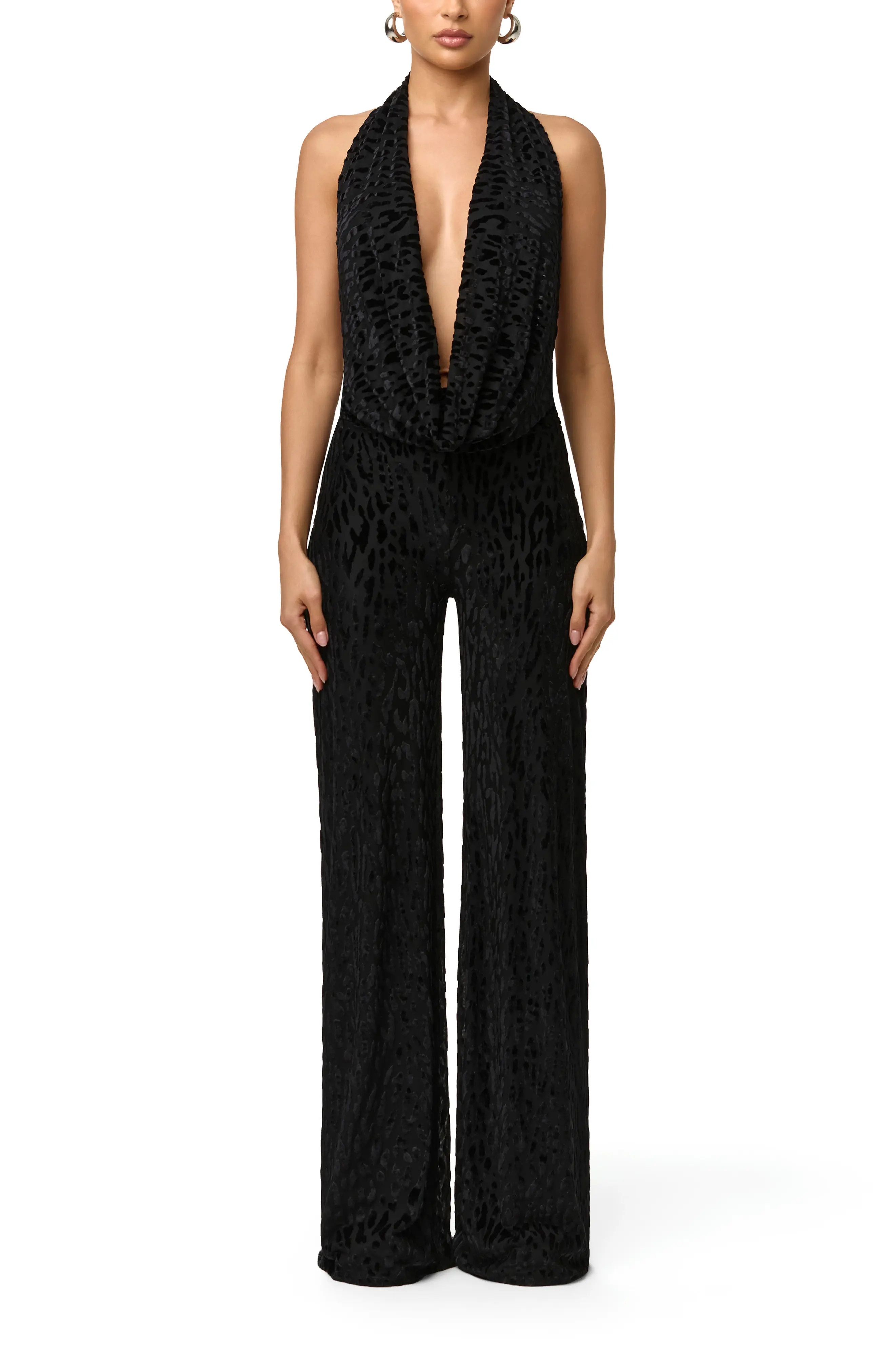 Naked Wardrobe Burnout Halter Jumpsuit (Women) | Nordstrom | Nordstrom