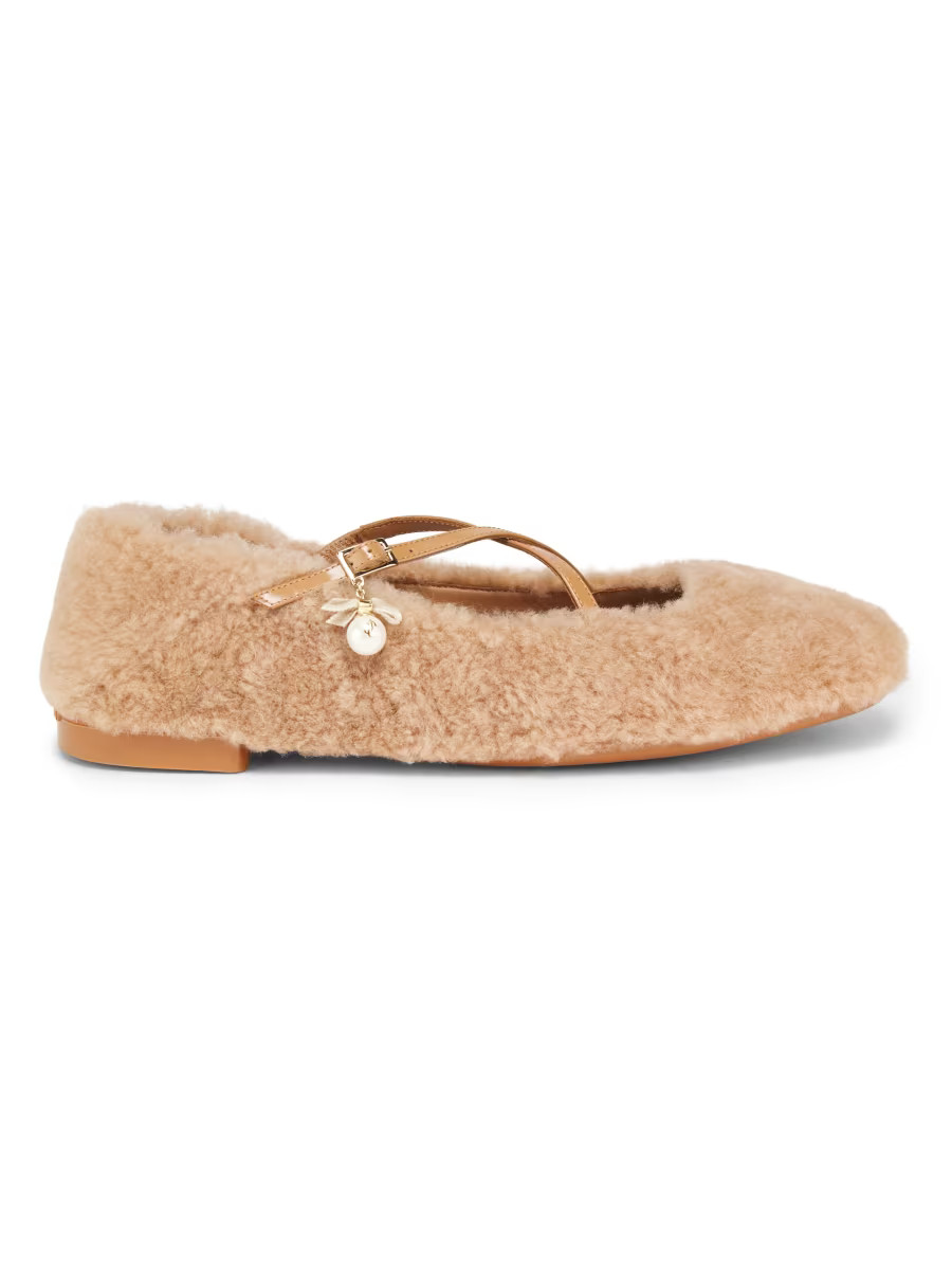 Jimmy Choo Eleri Shearling Ballet Flats | Saks Fifth Avenue | Saks Fifth Avenue