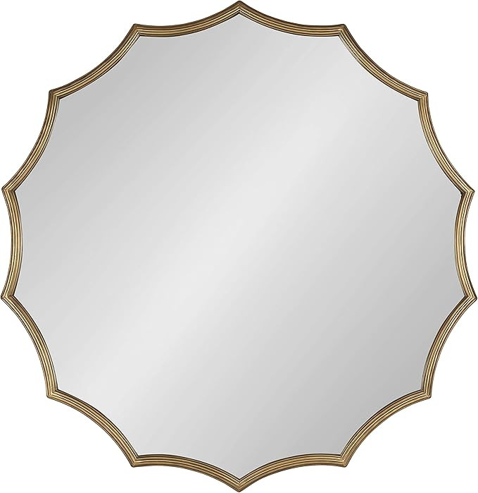 Kate and Laurel Lalina Scalloped Round Framed Wall Mirror, 33.5" Diameter, Gold, Versatile Mirror... | Amazon (US)