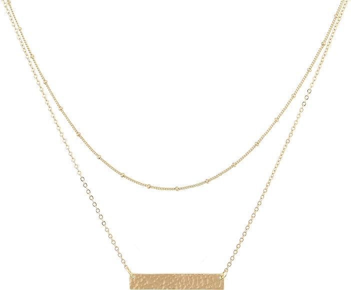 Mevecco Layered Heart Necklace Pendant Handmade 18k Gold Plated Dainty Gold Choker Arrow Bar Laye... | Amazon (US)