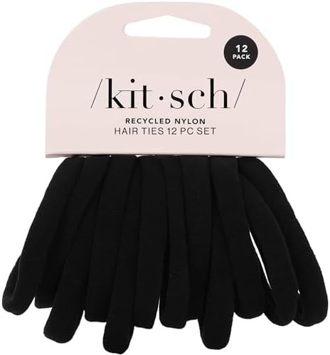 Kitsch Elastic Hair Ties No Damage | Stretchable Hair Bands - Black, 12pcs | Amazon (US)