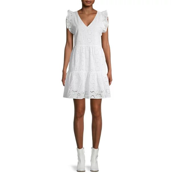 Time and Tru Women's Flutter Sleeve Dress - Walmart.com | Walmart (US)