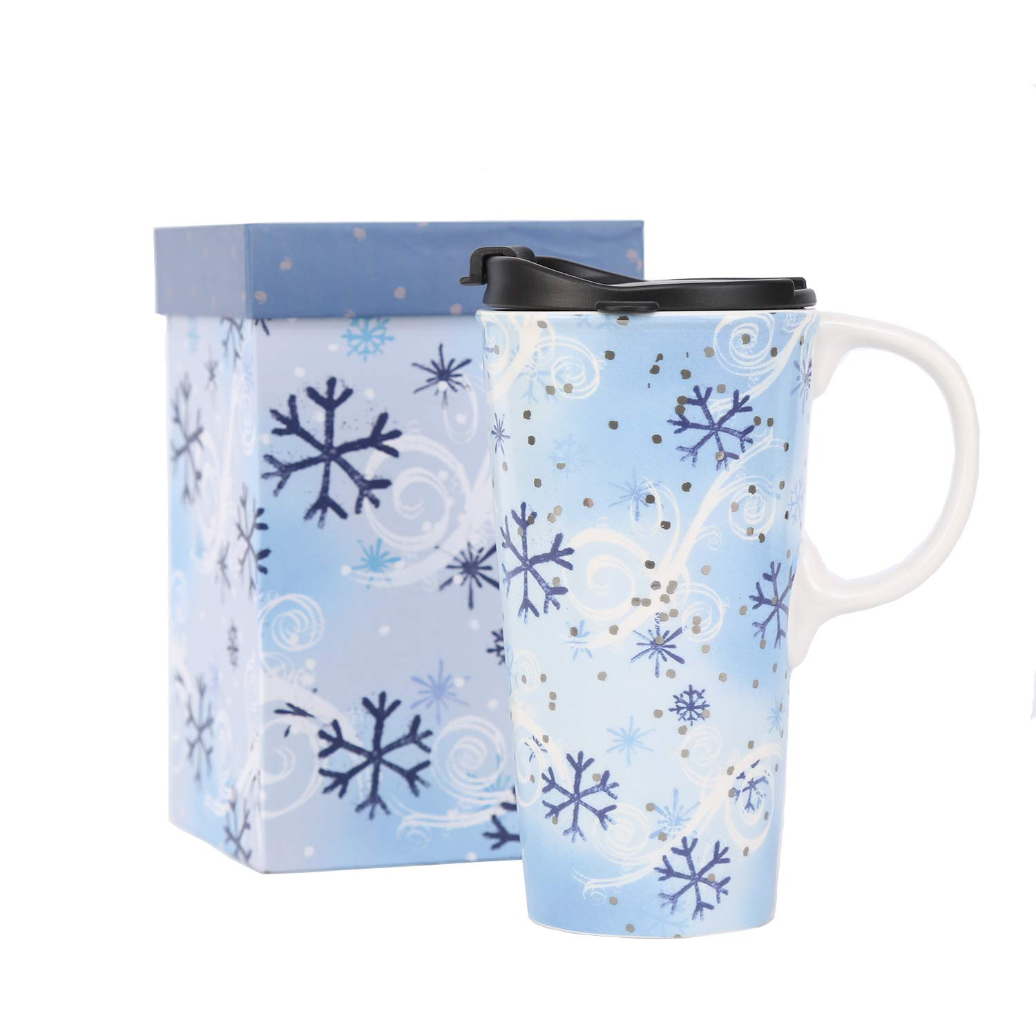 Amazon.com | Topadorn Christmas Gift Mug 17oz with Lid, Winter Snow Ceramic Coffee Cup with Gift ... | Amazon (US)