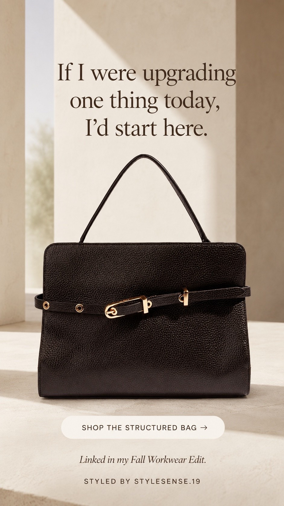If I were upgrading one thing in my work wardrobe today, I’d start with the bag.

A structured shape makes even simple trousers + a knit feel more finished, more intentional, and more polished.

This is the one I picked for the Fall Workwear Edit.

Shop the structured bag

#LTKootd #LTKSeasonal #LTKWorkwear