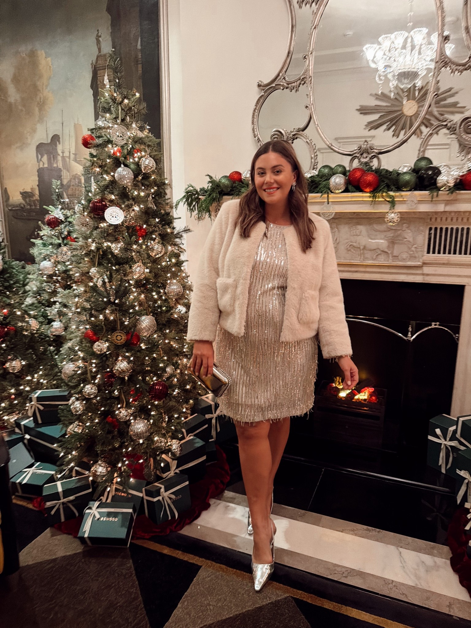 Wearing size 20W in dress (sized up for bump), XXL in jacket. Sharing similar styles. Use CARALYN15 at Spanx. 

#LTKPlusSize #LTKootd #LTKHoliday