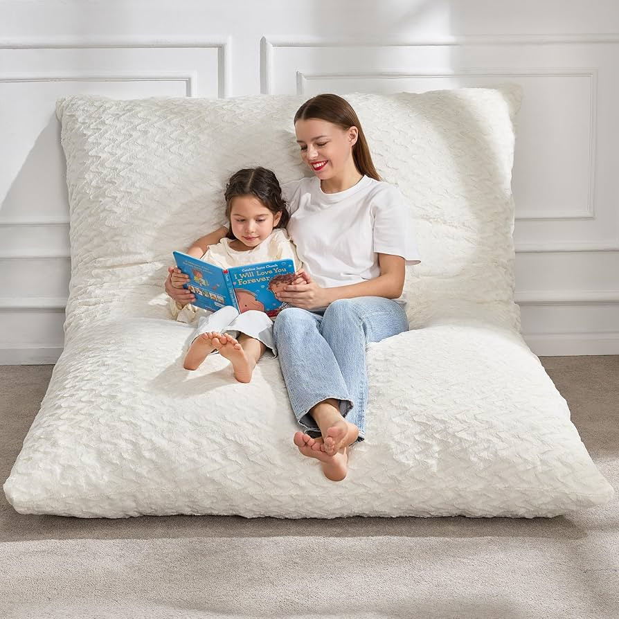 Hobestluk 3 in 1 Bean Bag Chair Giant Bean Bag Chairs for Adults with Chevron Plush Fur Cover Con... | Amazon (US)