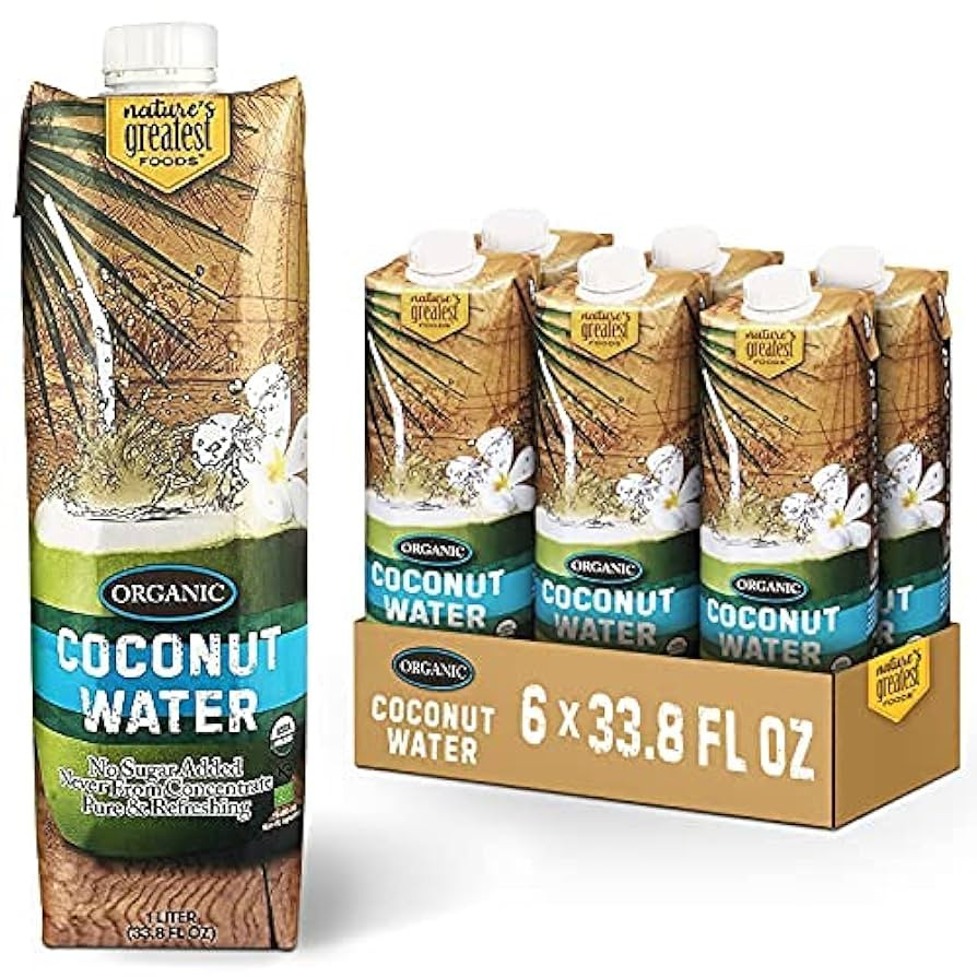 Nature's Greatest Foods, Organic Coconut Water, USDA Organic Certified, No Sugar Added, Never fro... | Amazon (US)