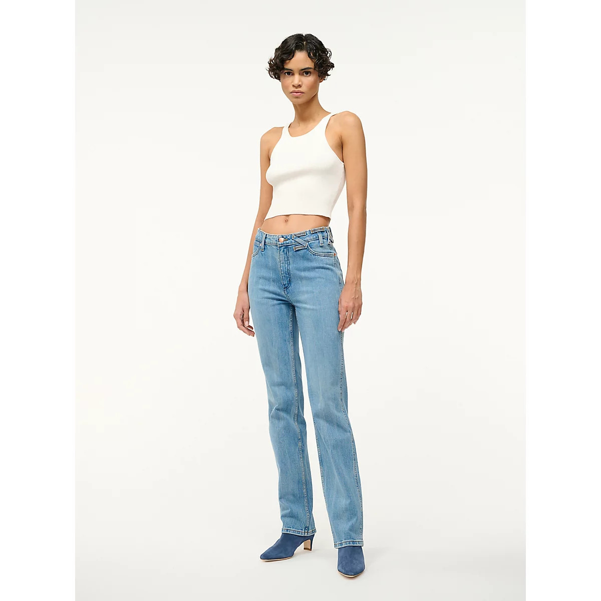Wrangler + STAUD The Straight Cut Jean in Mid Blue | Wrangler
