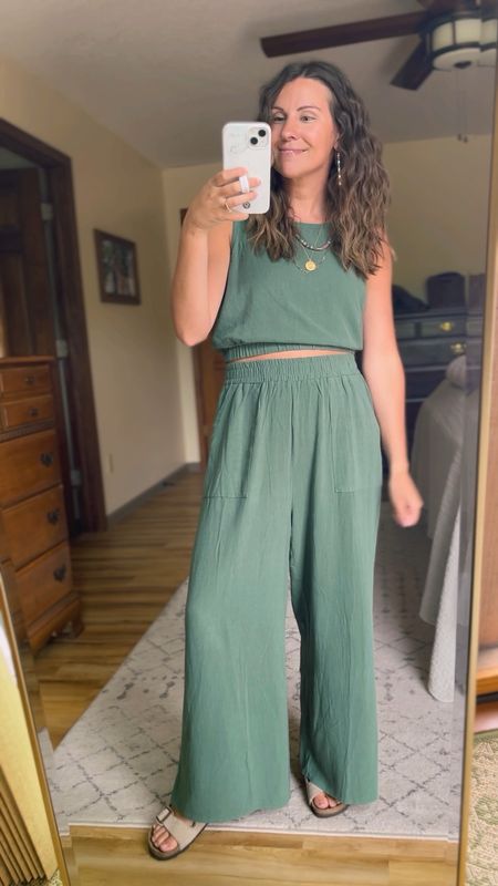 Wearing a size small in this matching set! The green is beautiful and I love how it fits. I am 5’1” and 103lbs 

#LTKStyleTip #LTKSeasonal #LTKFindsUnder50