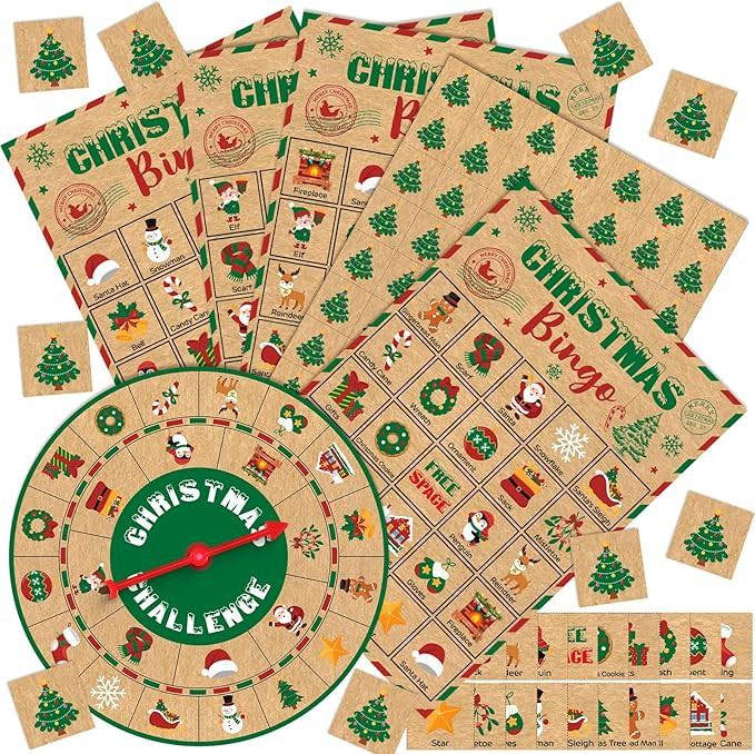 Shappy Christmas Bingo Game for Adults 24 Players with Turntable Christmas Party Games Activities... | Amazon (US)