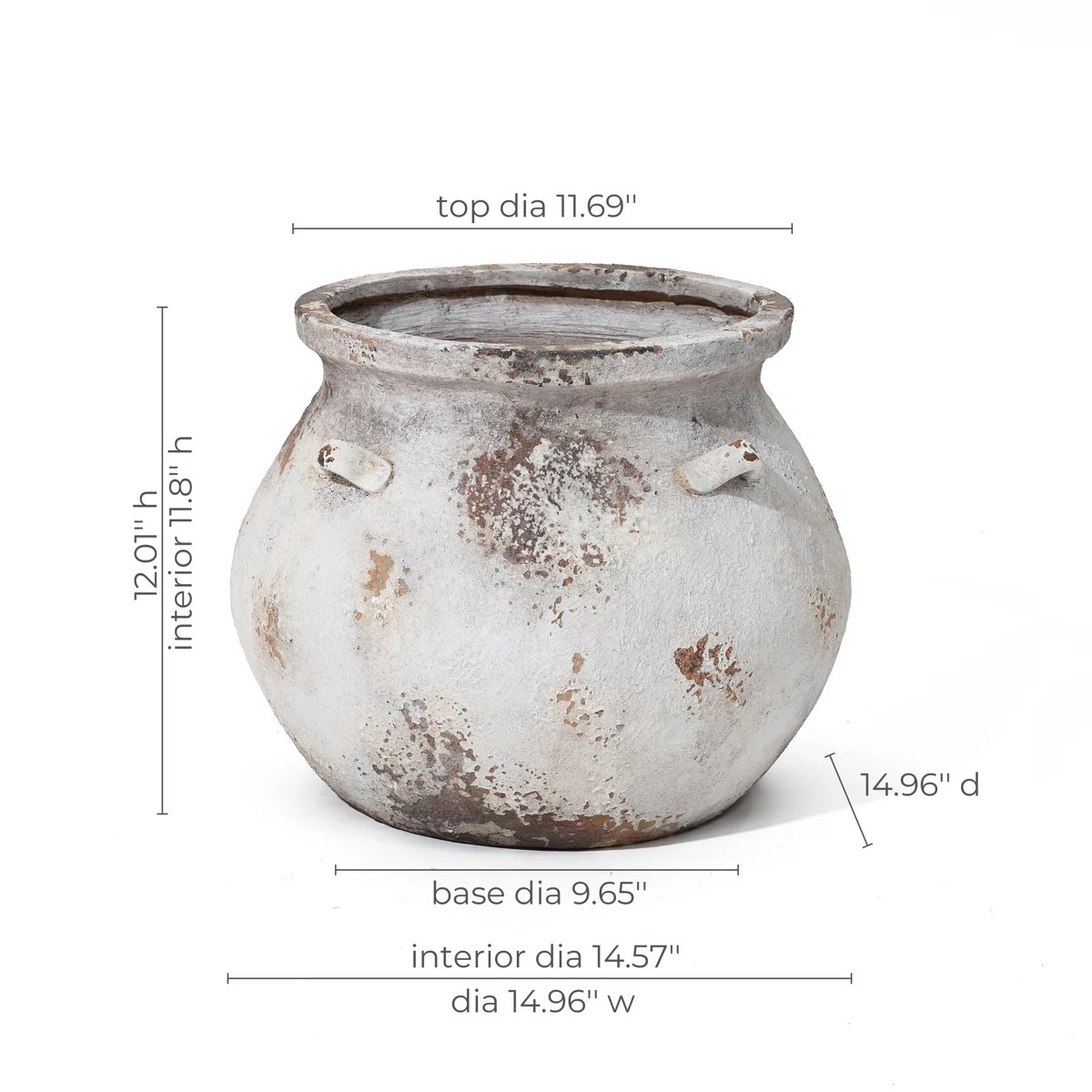 Perrinton Handmade Off White Rustic Cauldron MgO Pot Planter | Wayfair North America