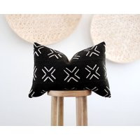Black Mudcloth Lumbar Pillow Cover | Etsy (US)