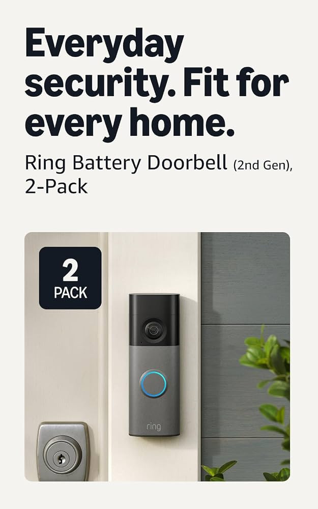 Ring Battery Doorbell (newest model), Retinal 2K with wide-angle video, up to 6x Enhanced Zoom, T... | Amazon (US)