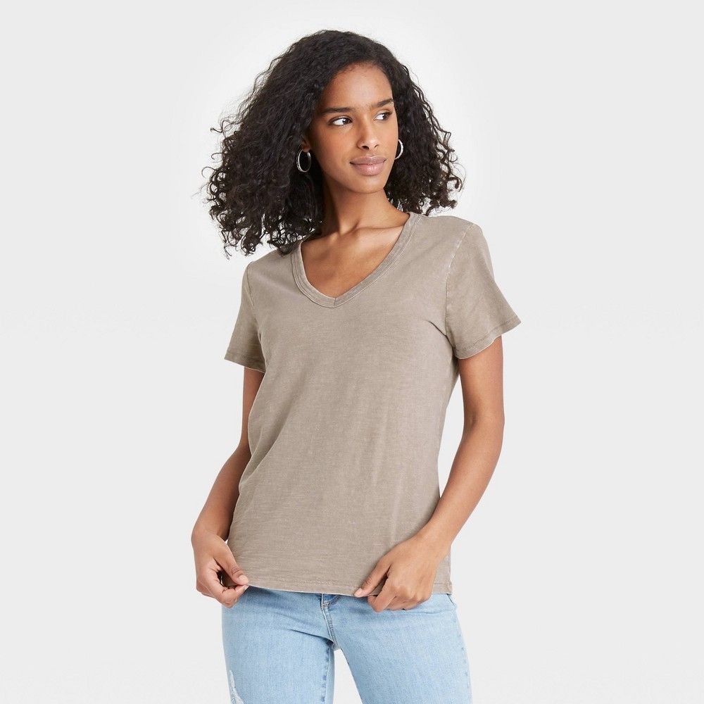 Women's Short Sleeve V-Neck T-Shirt - Universal Thread Gray S | Target