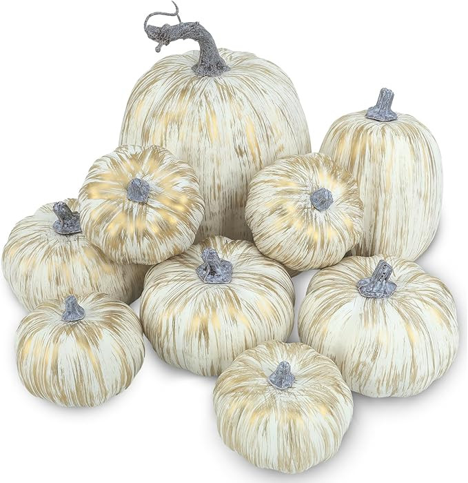 9PCS Fall Pumpkin Decor - Plastic Artificial Fake Pumpkins Used for Home Party Outdoor Decor and ... | Amazon (US)