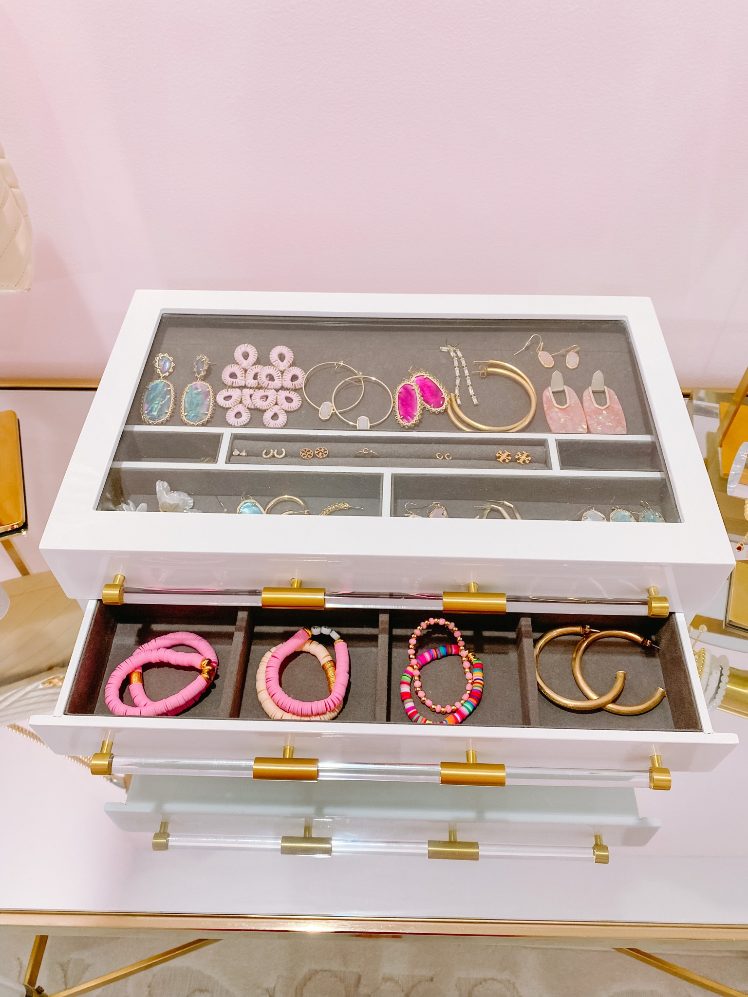 Acrylic white gold jewelry box 