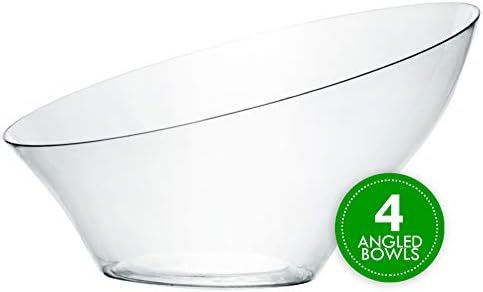 Plasticpro Disposable Angled Plastic Bowls Round Large Serving Bowl, Elegant for Party's, Snack, or  | Amazon (US)