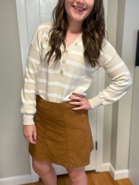 Great fall staples!

Sizing- sweater tts for relaxed for (xs)
Skirt- I always size down one when wearing super high waisted and size down always at LOFT. Wearing a 0 which is my true LOFT size for high waisted items.

#LTKunder50 #LTKworkwear #LTKunder100