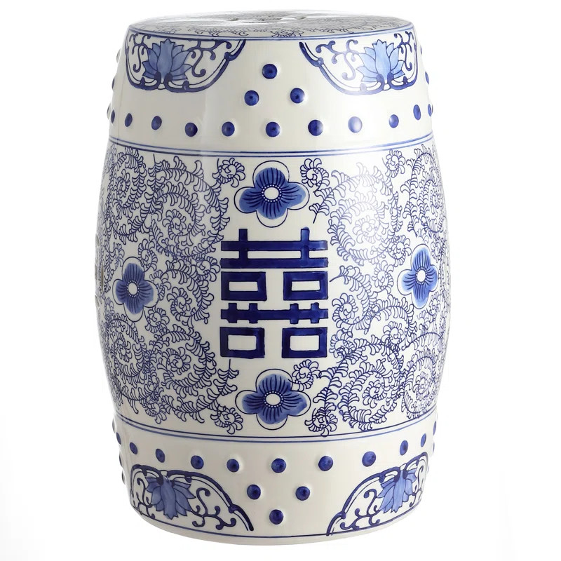 Galliher Double Happiness Chinoiserie Ceramic Garden Stool | Wayfair North America