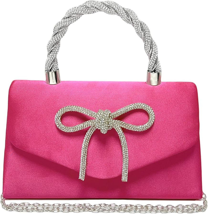 Women Evening Bag Sparkly Bow Clutch Purses Wedding Glitter Rhinestone Clutch Bags Dressy Handbag... | Amazon (US)