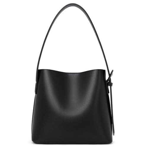 BOSTANTEN Bucket Bag Vegan Leather Shoulder Purses for Women Trendy Adjustable Strap, Black | Amazon (US)