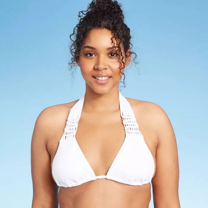 Women's Macrame Triangle Bikini Top - Xhilaration™ White | Target