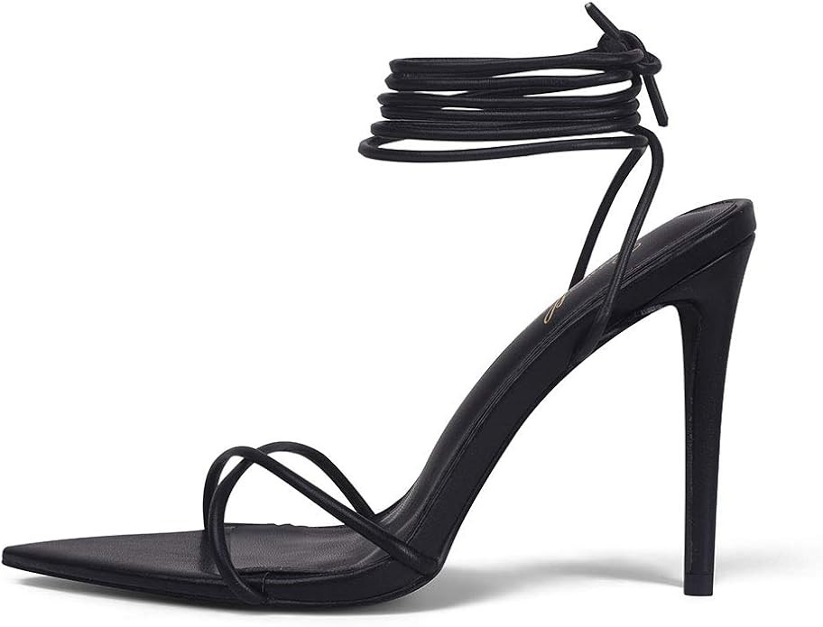 GENSHUO Women's Sexy Strappy heel Sandals 11cm/4.33 inch High Stiletto Heeled Pump Pointed Open t... | Amazon (US)