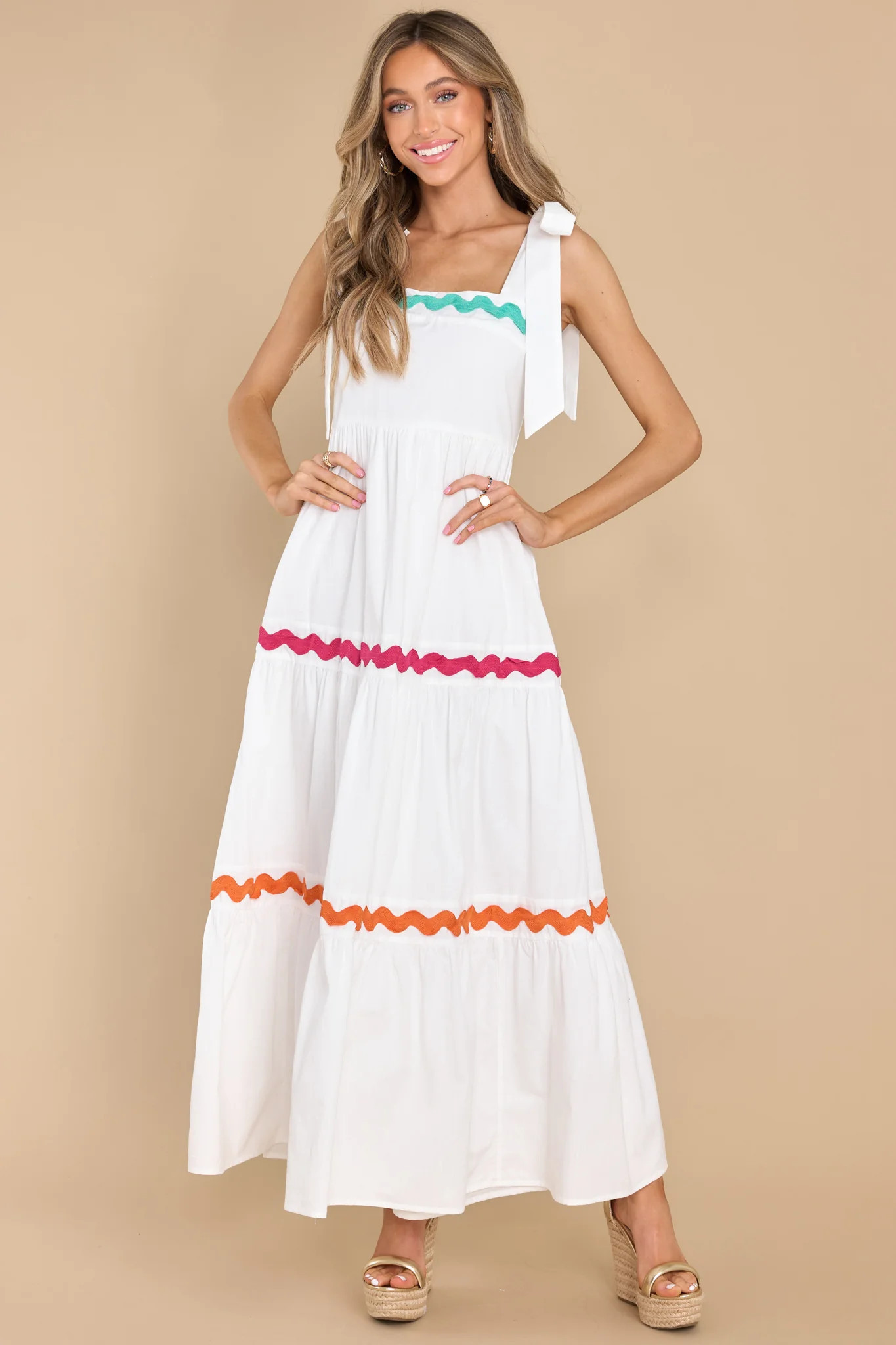 Sunny Day Feeling White Maxi Dress | Red Dress 
