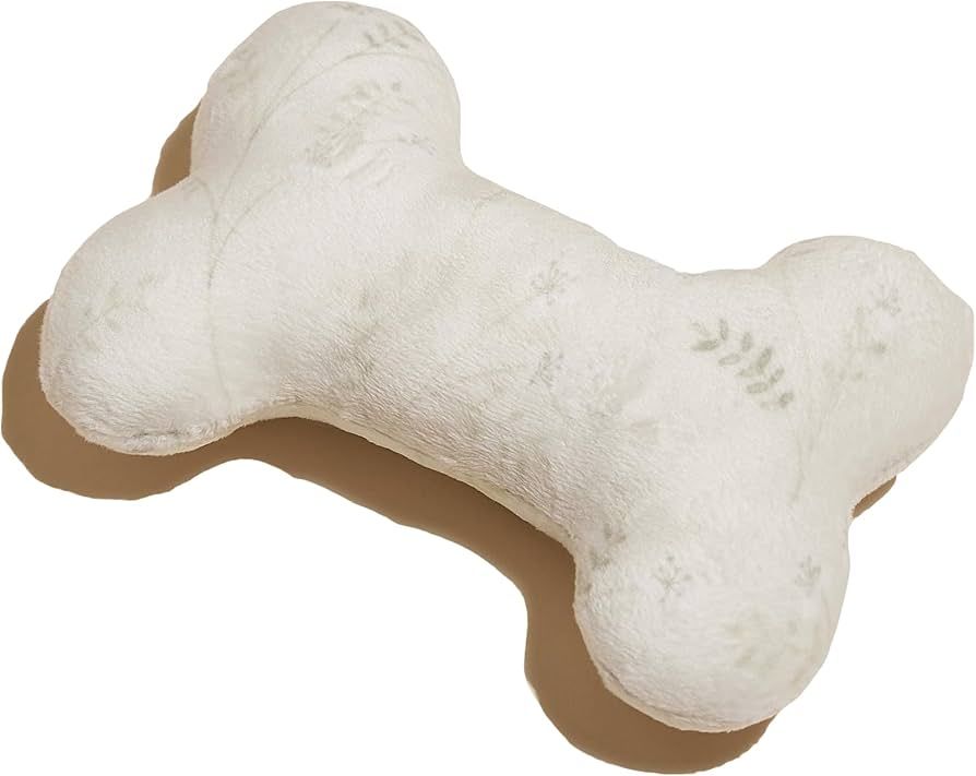 Green and Ivory Floral Bone Shaped Plush Dog Toy 6" - Dog Toys for Medium & Large Dogs - Squeaky ... | Amazon (US)