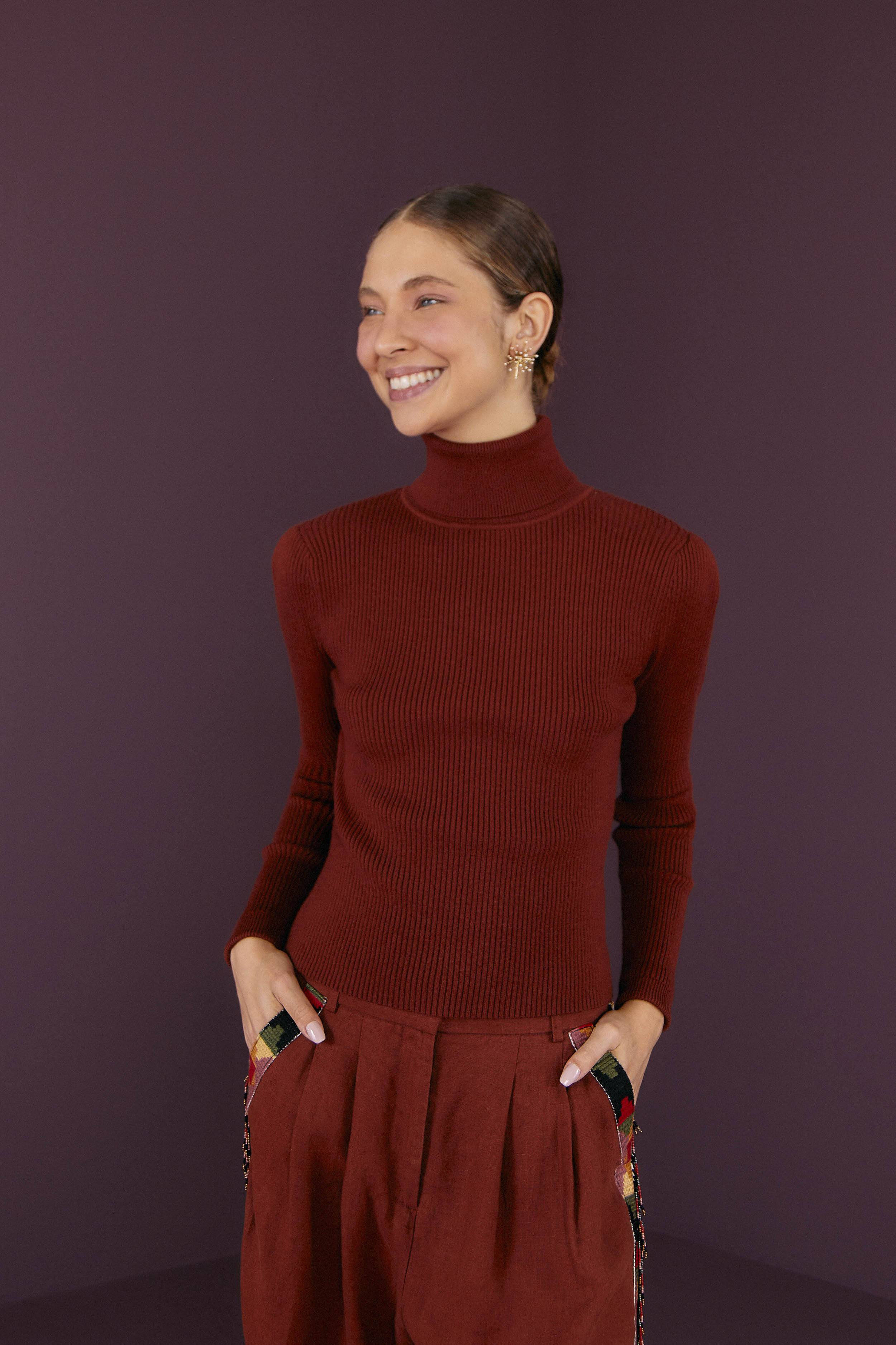 BROWN KNIT BLOUSE | FarmRio (US)
