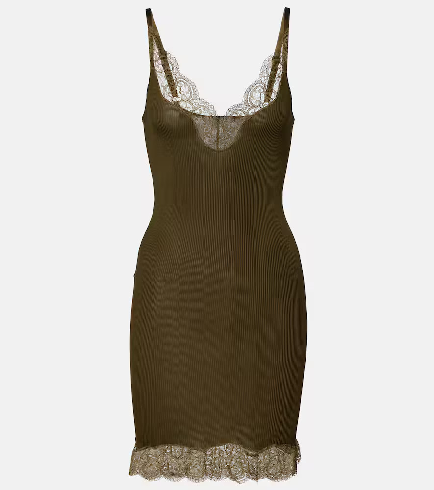 Saint Laurent Robe en soie et dentelle | Mytheresa (FR)