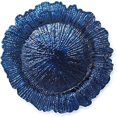 Plastic Reef Charger Plates Glossy Finish - Set of 6 - Thick and Reusable - Dark Blue | Amazon (US)