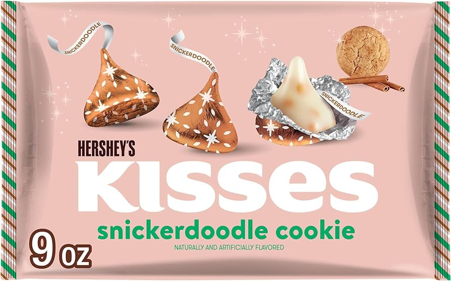 HERSHEY'S KISSES Snickerdoodle Cookie Flavored, Christmas Candy Bag, 9 oz | Amazon (US)