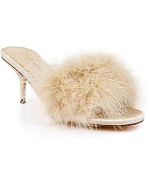 FREDERICK'S OF HOLLYWOOD Open Round Toe Ostrich Feather Kitten Heel - Elegant Women's Sandals wit... | Amazon (US)
