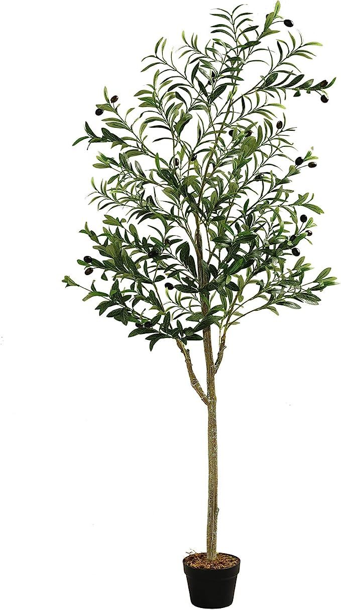 VIAGDO Artificial Olive Tree Plant 63in/5.25ft Potted Olive Decorative Silk Tree Large Olive Bran... | Amazon (US)