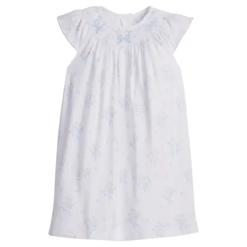 Little English Kids' Smocked Bishop Dress in Blue Bow Bouquet at Nordstrom, Size 9M | Nordstrom