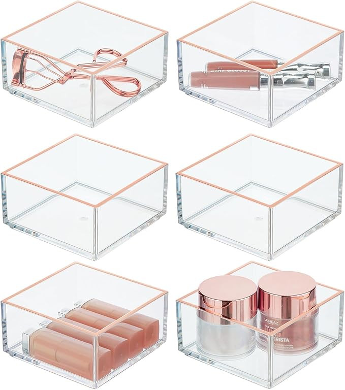 mDesign Plastic Stackable Drawer Organizer for Home Office, Desk Drawer, Shelf or Closet to Hold ... | Amazon (US)