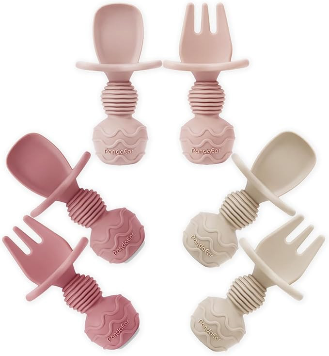 PandaEar 6 Pack Silicone Baby Spoons and Fork Feeding Set- Anti-Choke First Self Feeding Utensils... | Amazon (US)