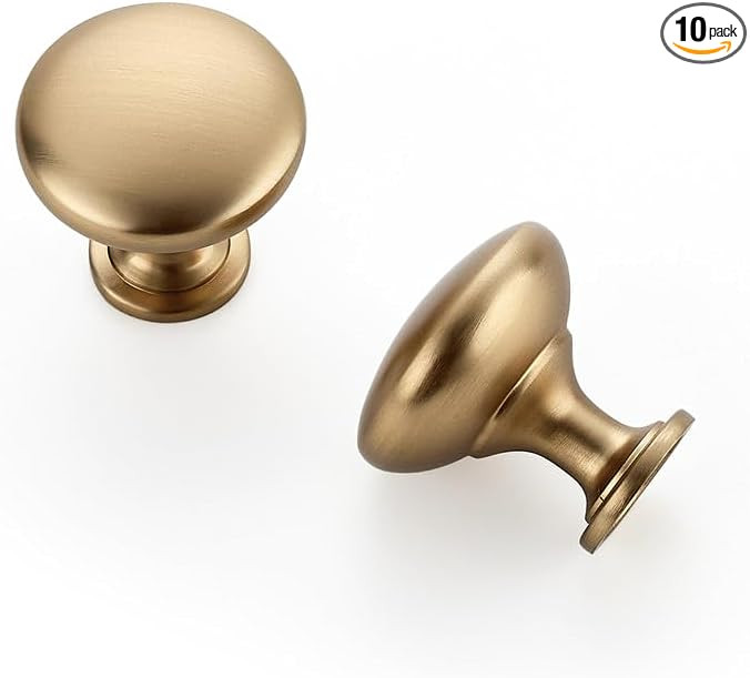 10 Pack Champagne Bronze Round Zinc Knobs for Kitchen, Bathroom, Closet, and Dresser Cabinets | Amazon (US)