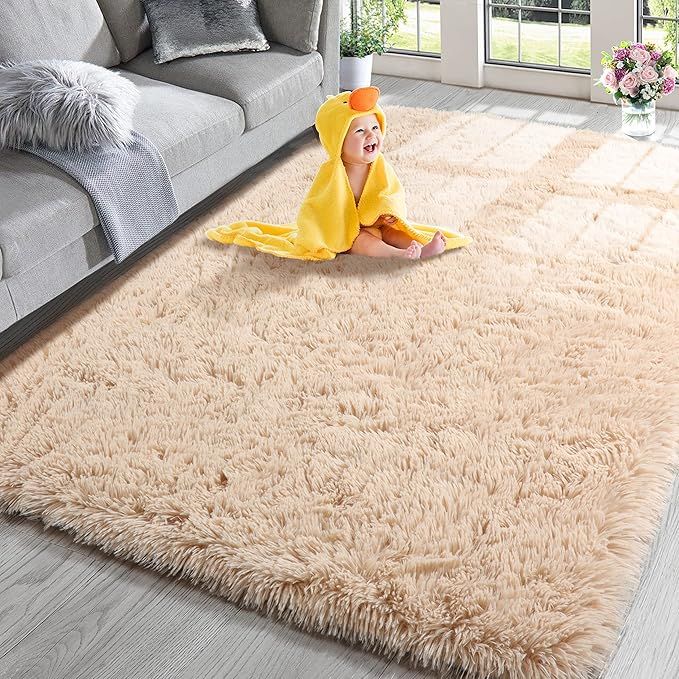 PAGISOFE Fluffy Shaggy Area Rug, 4x6, Fuzzy Rugs for Bedroom Living Room, Furry Rugs for Nursery ... | Amazon (US)