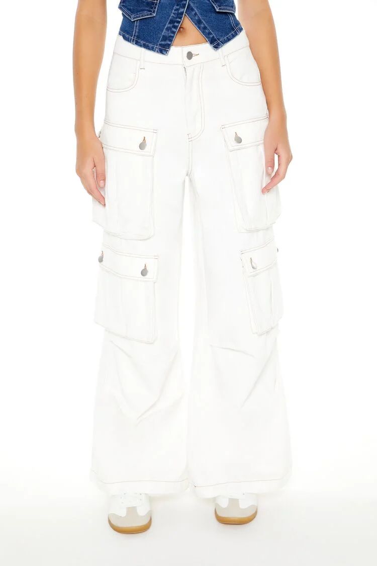 Baggy Wide-Leg Cargo Jeans | Forever 21