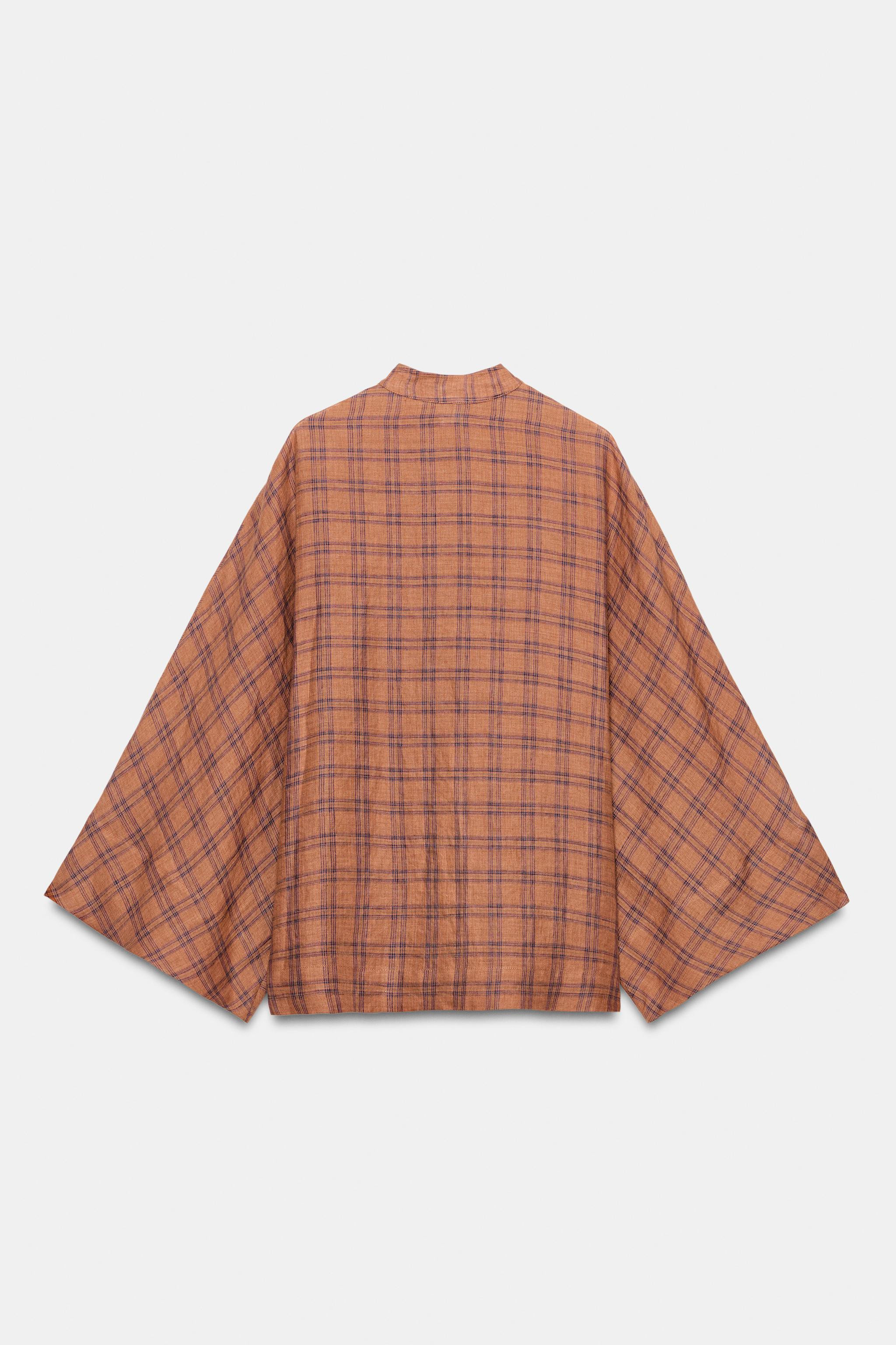 ZW COLLECTION CHECKED LINEN SHIRT | Zara UK