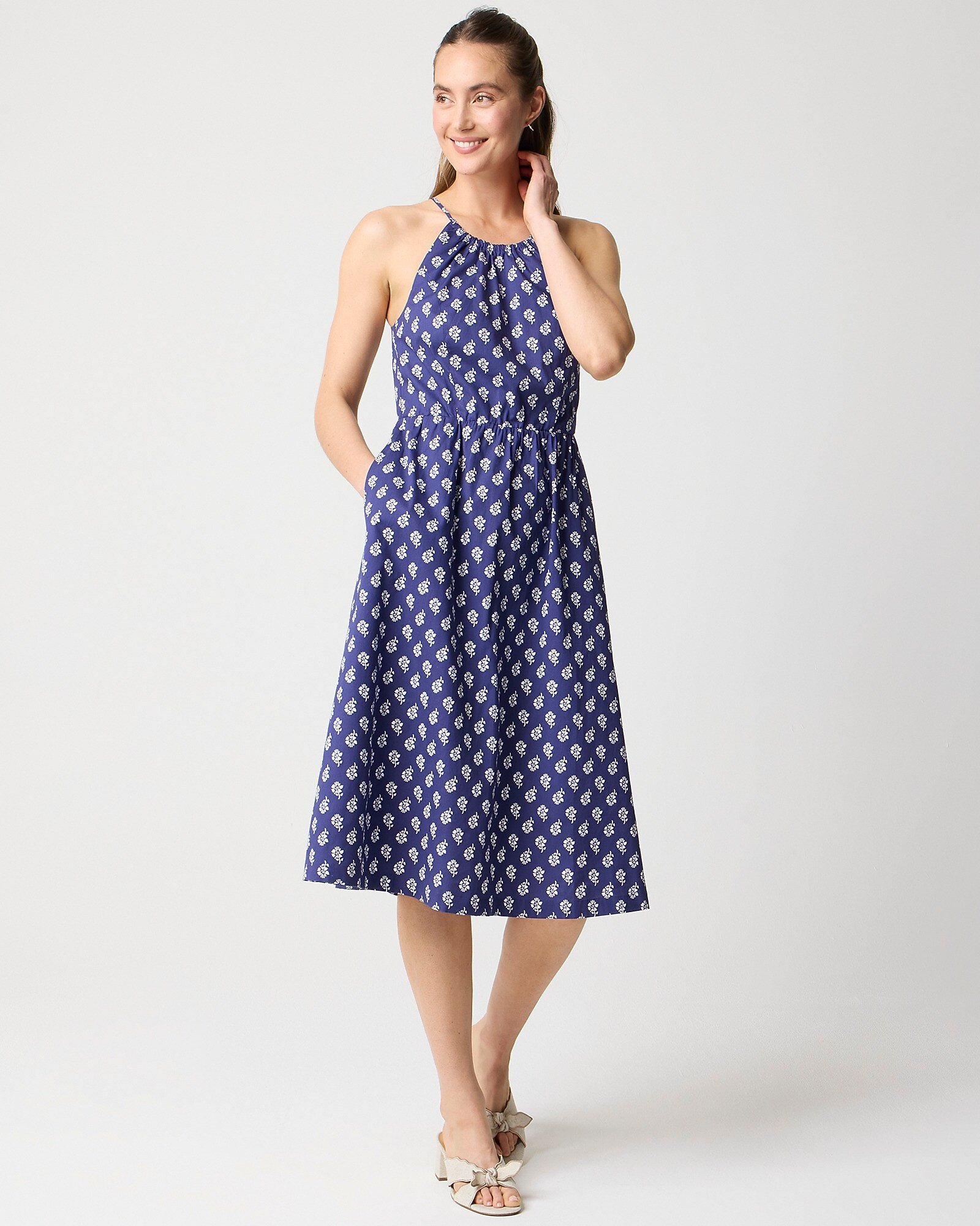 Strappy poplin halter dress | J.Crew Factory