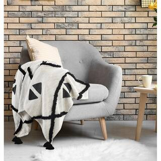 Avant Garde Black/White 50 in. x 60 in. Geometric Diamond Tassel Organic Cotton Throw Blanket 779... | The Home Depot