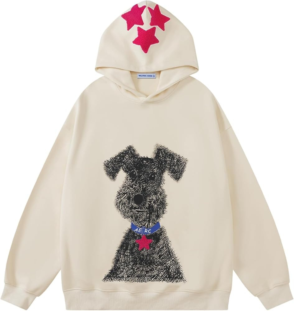 Aelfric Eden Dog Graphic Hoodie Oversized Cute Star Sweatshirt Unisex Y2k Casual Hooded Pullover | Amazon (US)