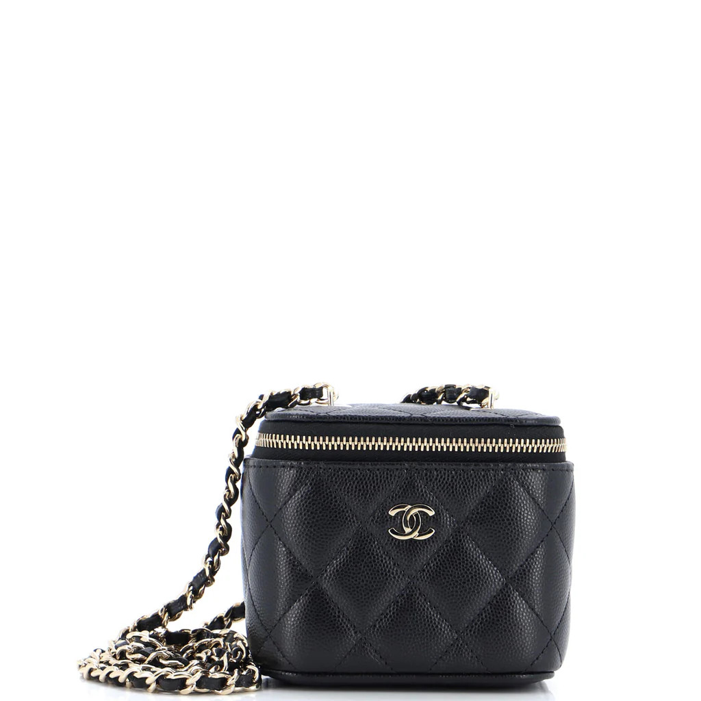 Classic Vanity Case with Chain Quilted Caviar Mini | Rebag
