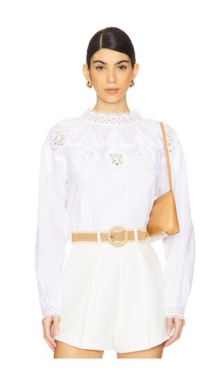 Lace Popover Blouse in White | Revolve Clothing (Global)